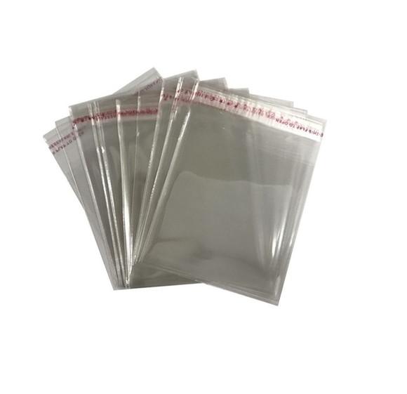 Kit 100 Saco Adesivado Transparente 10x5 Aba Adesiva + 3cm