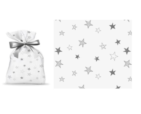 Kit 100 Saco de Presentes Embalagem Estrelas 20x30cm