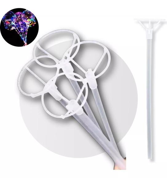 Kit 100 Vareta 50cm Pega Balão Transparente C/suporte Grossa