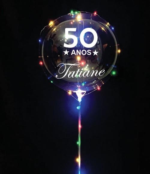 Kit 12 Balão De Led Personalizado C/ Bastão + Vareta + Pilha