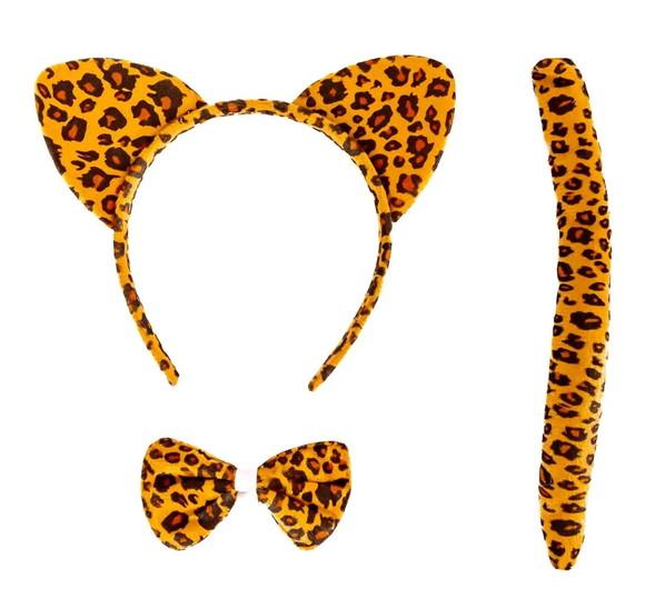 Kit 12 Fantasias Tiara + Gravata + Rabo Cada Tigresa Oncinha