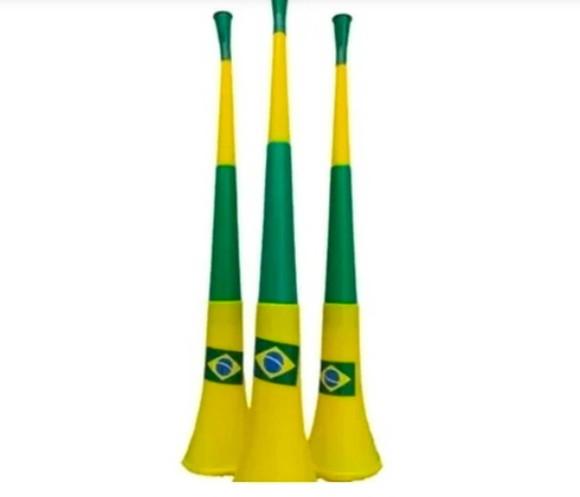 Kit 15 Corneta Apito Vuvuzela Brasil Eventos Seleção