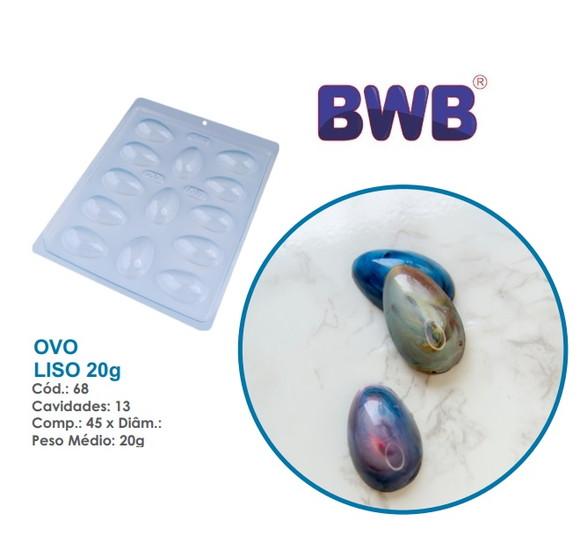Kit 3 Formas de Ovo de Pascoa Liso 20g Bwb 68 Chocolate