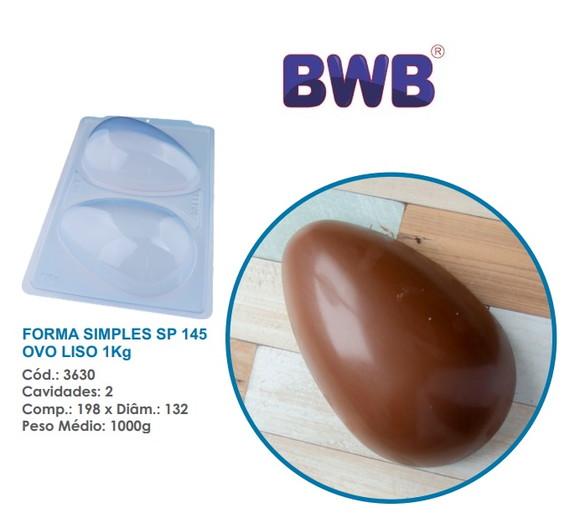 Kit 3 Formas Ovo de Pascoa Liso 1kg Simples Bwb 3630 Sp 145