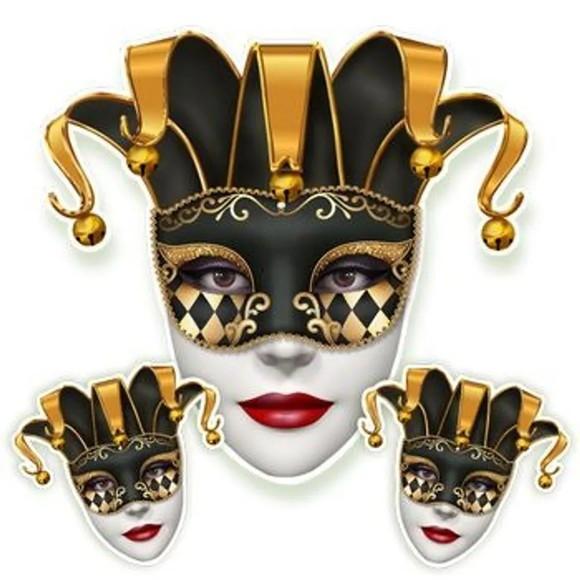 Kit 3 Pçs Painel Decoração Carnaval Arlequina Preta/dourada