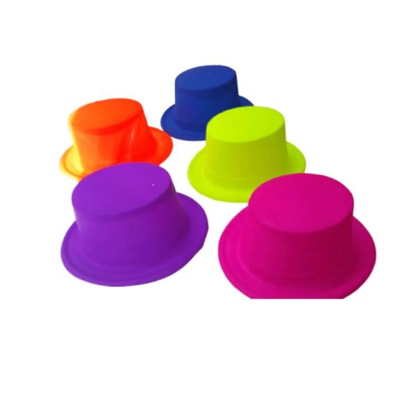 Kit 36 Chapéu Cartola Plástico Neon Festas Carnaval Sortidos