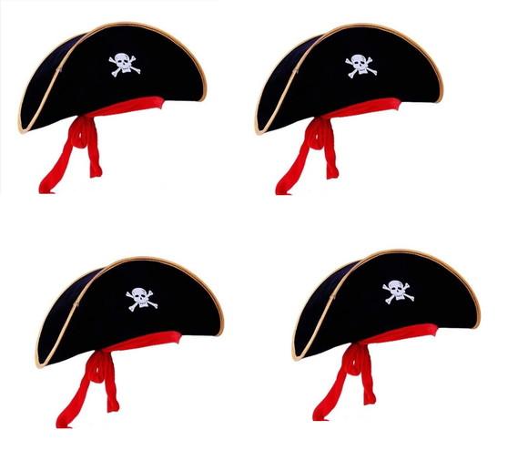 Kit 4 Chapéu Pirata Luxo Fantasia Adulto Infantil Halowen