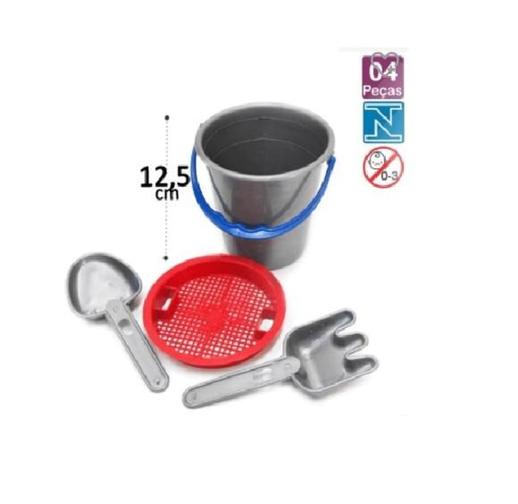 Kit 4 Pçs Baldinho Balde Praia Areia Brinquedos Infantil