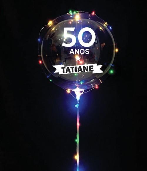KIT 5 Balão de Led PERSONALIZADO c/ Bastão + Vareta + Pilhas