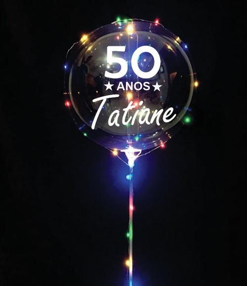 KIT 5 Balão de Led PERSONALIZADO c/ Bastão + Vareta + Pilhas