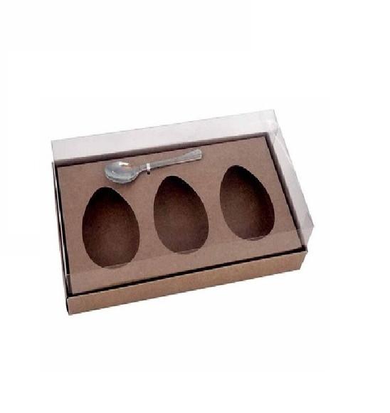 Kit 5 Caixa Ovo de Colher de Acetato c/ Colher Kraft 100g