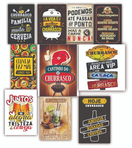 Kit 5 Quadros 15x20 Cantinho do Churrasco Decorativo