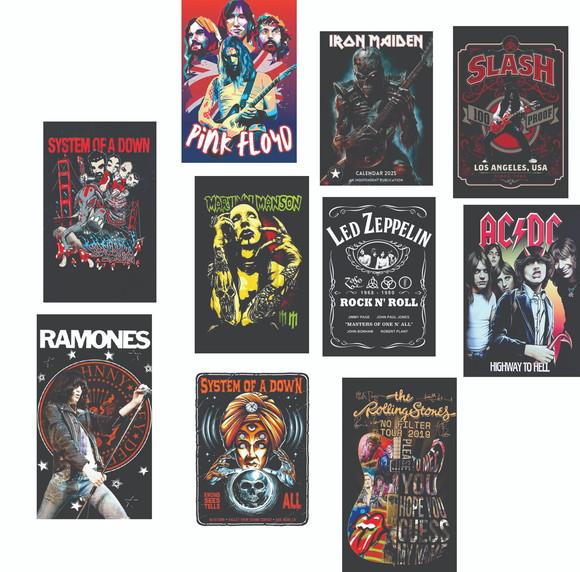 Kit 5 Quadros 15x20cm Decorativos Rock Bar Quadro de Rock
