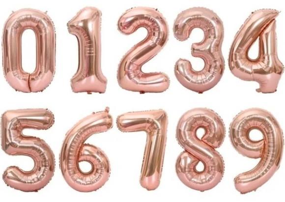 Kit 50 Balão Metalizado Revenda 40cm Rose Letras Números