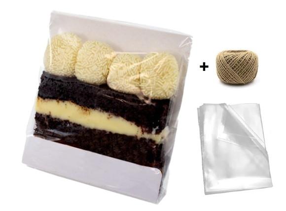 Kit 50 Slice Cake 12x12 p/ Fatia de Bolo c/ Celofane