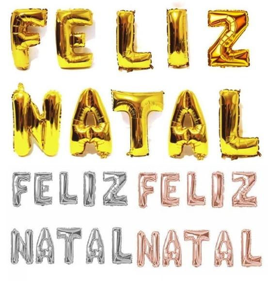 Kit Balão Feliz Natal Decoração Natal Dourado Prata ou Rose