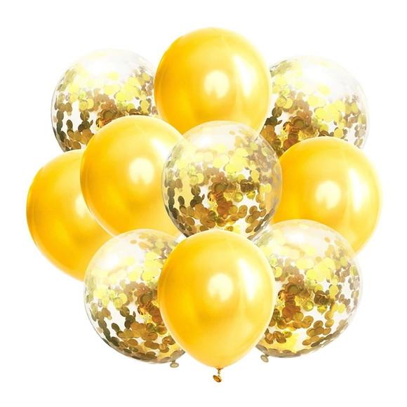 Kit Balões Confete Bexigas Festas Decoração Dourado