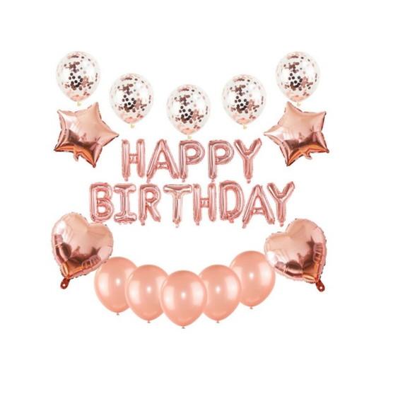 Kit Balões Confete Bexigas Festas Decoração Rose Gold