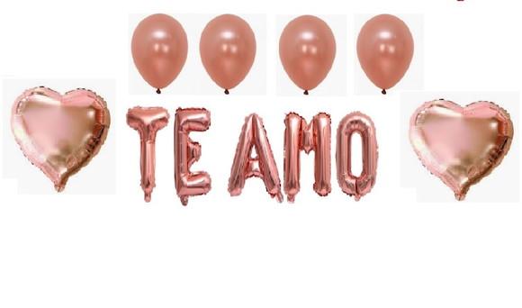 Kit Balões Dia dos Namorados Te Amo Rose Gold Bexigas