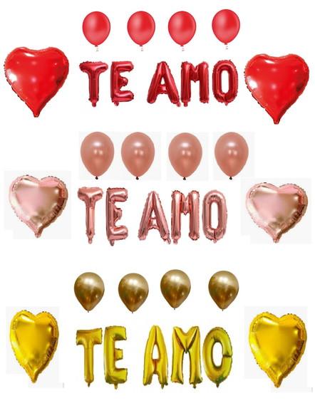 Kit Balões Dia dos Namorados Te Amo Vermelho + Bexigas