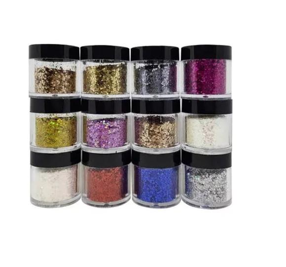 Kit C/12 Potes Glitter/purpurina Corpo 3g Cada Carnaval Make