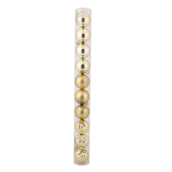 Kit Bolas de Natal 6cm com 10 Peças Dourado