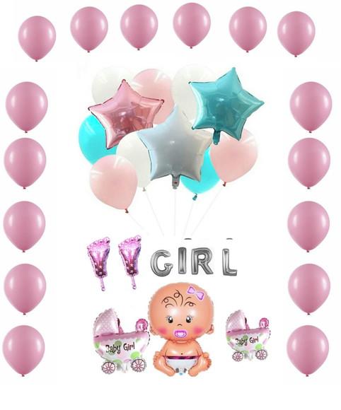 Kit Chá de Bebe Menina Decoração Aniversários Bexigas