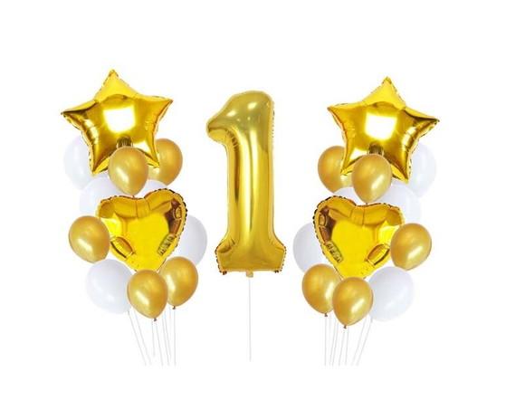 Kit Decoração 1 Aninho Balões Bexigas 1° Aniversário Dourado