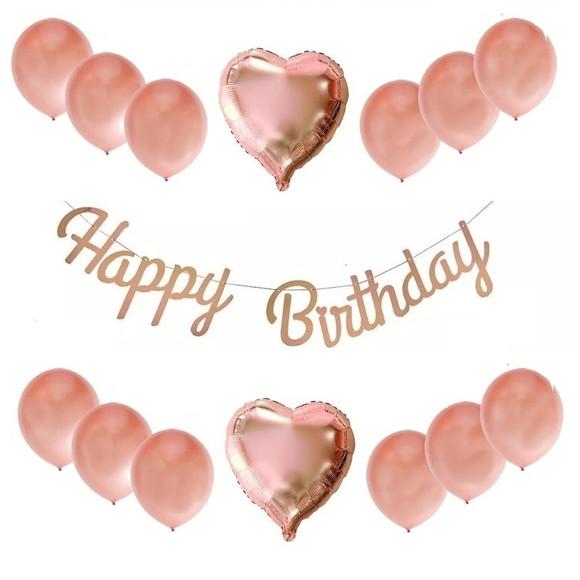 Kit Decoraçao Aniversário Rose Gold Festas Balão Bexigas