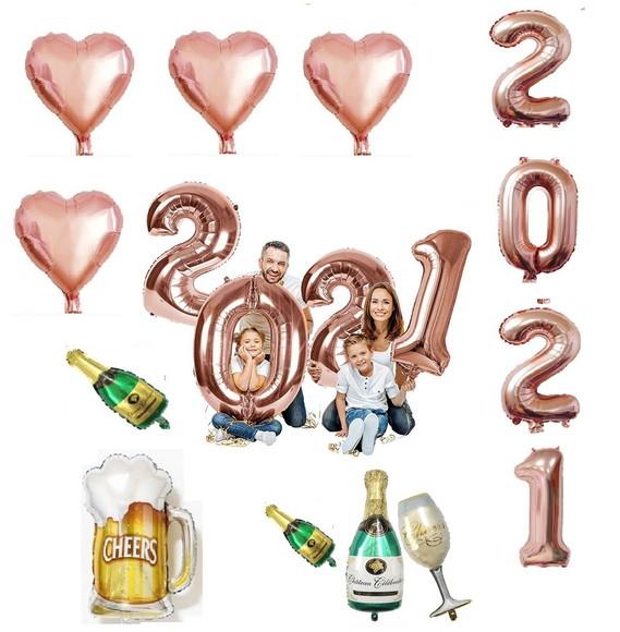 Kit Decoração ANO NOVO Rose gold 2021 Gigante Reveillon