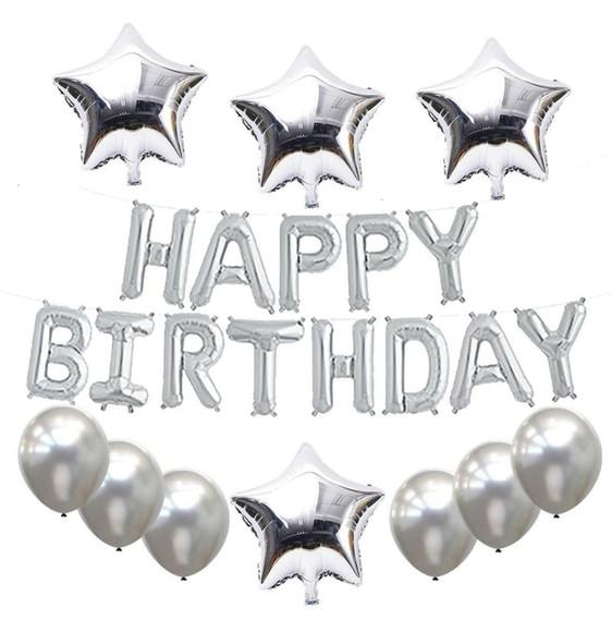 Kit Decoração de Aniversário Balões Festas Bexigas Prata