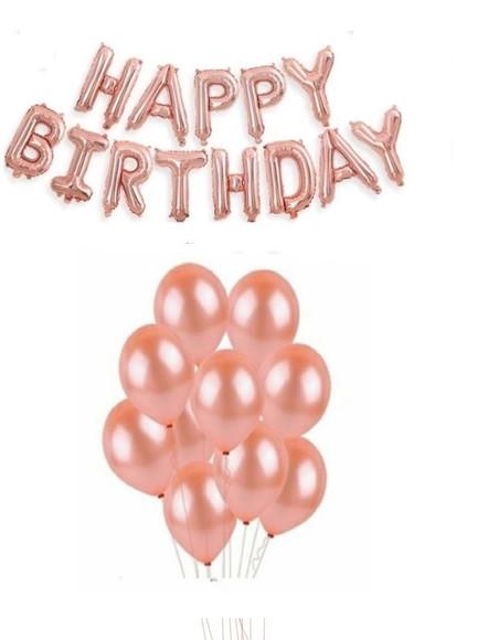 Kit Decoração Rose Gold Aniversários + Happy Birthday