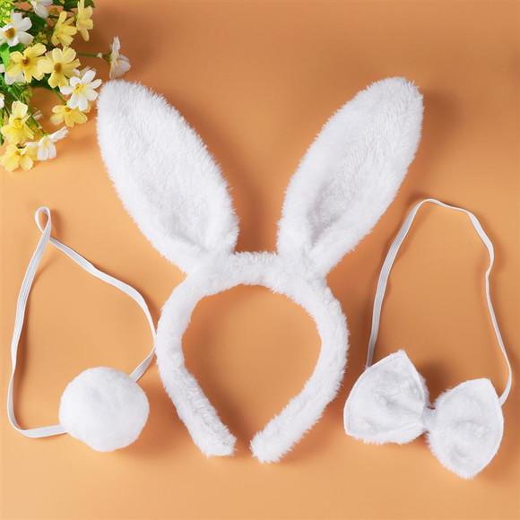 Kit Fantasia Coelho Pascoa Tiara + Rabinho +gravata Carnaval