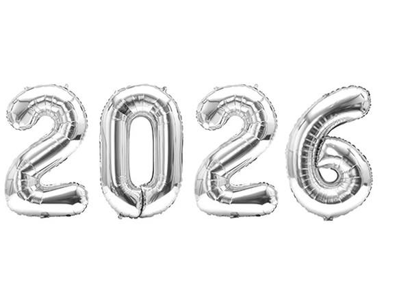 Kit Feliz 2026 Decoração Ano Novo Dourado Prata Rosê