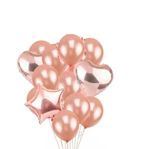 Kit Rose Gold Decoração Balões + Happy Birthday Frete Grátis