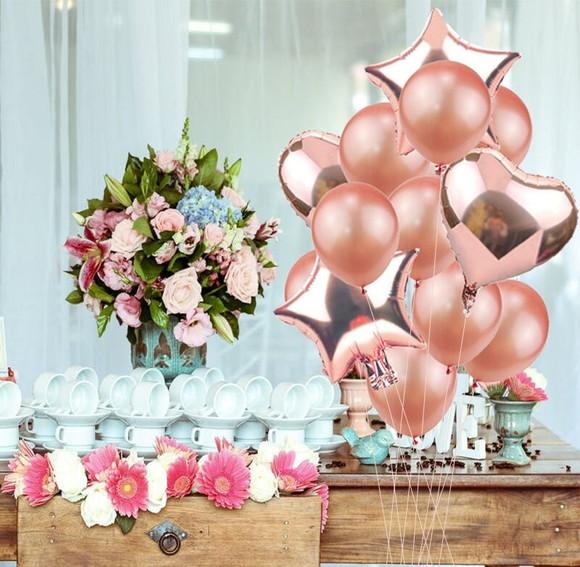 Kit Rose Gold Decoração Balões + Happy Birthday Frete Grátis