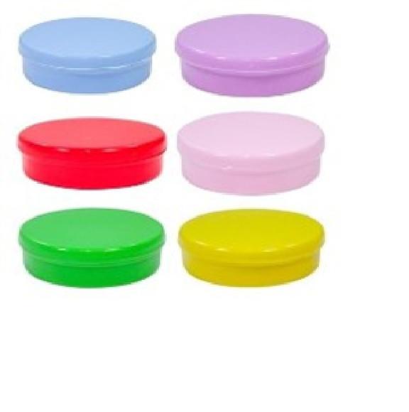 LATINHA REDONDA PLASTICO CORES C/8