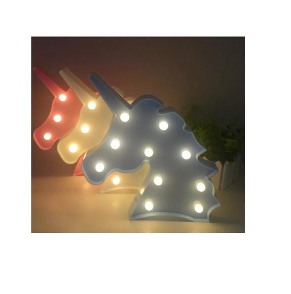 Luminária Abajur Unicórnio Decoração Led Azul ou Rosa