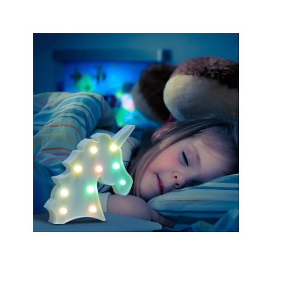 Luminária Abajur Unicórnio Decoração Led Azul ou Rosa
