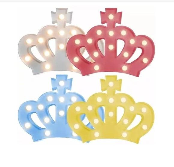 Luminária Coroa Realeza Decoração c/ Led