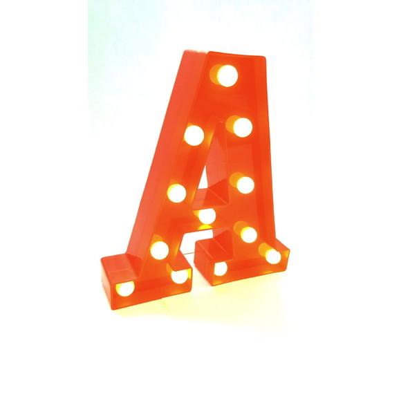 Luminária de LED Decoração Letra A Vermelha 22 cm