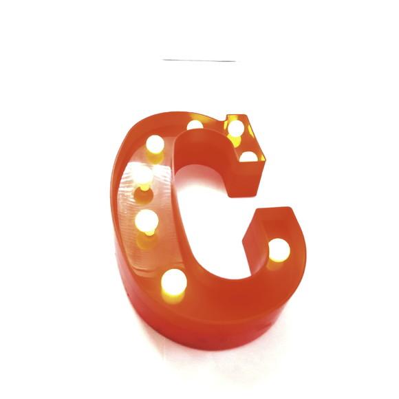 Luminária de LED Decoração Letra C Vermelha 22 cm
