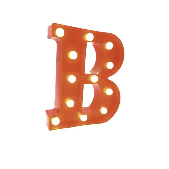 Luminária de LED Decoração Letra B Vermelha 22 cm