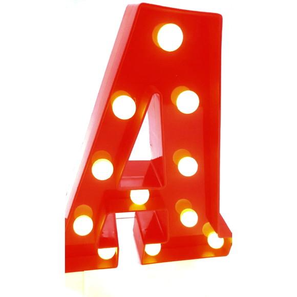 Luminária de LED Decoração Letra A Vermelha 22 cm