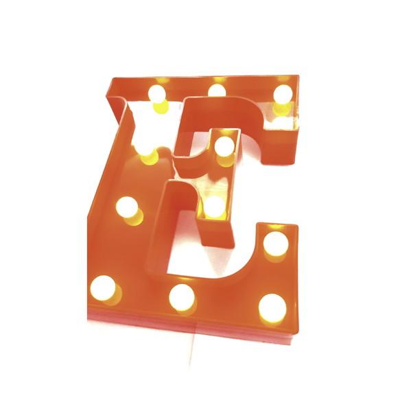 Luminária de LED Decoração Letra E Vermelha 22 cm