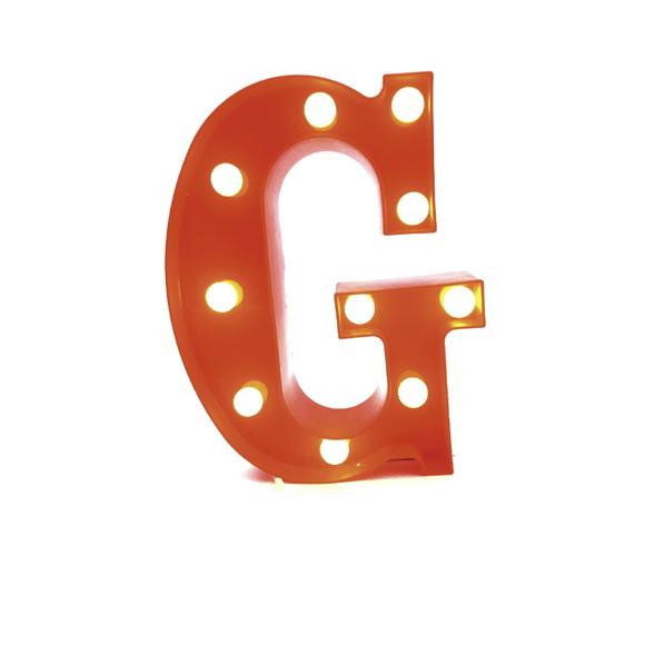 Luminária de LED Decoração Letra G Vermelha 22 cm