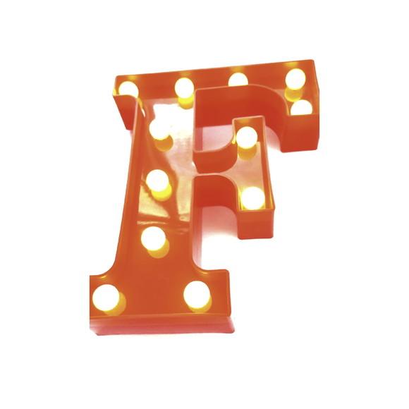 Luminária de LED Decoração Letra F Vermelha 22 cm