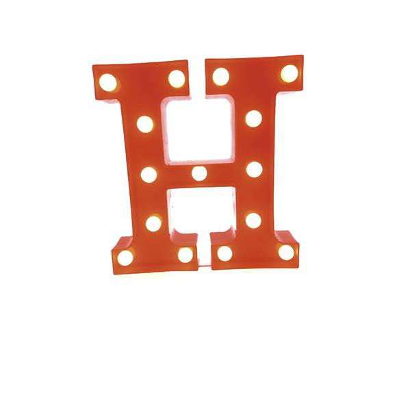 Luminária de LED Decoração Letra H Vermelha 22 cm