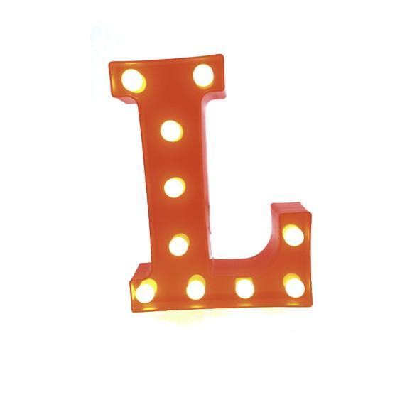 Luminaria de LED Decoração Letra L Vermelha 22 cm
