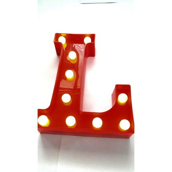 Luminaria de LED Decoração Letra L Vermelha 22 cm